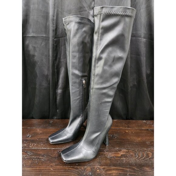 Charlotte Russe Black Knee High Heeled Boots Sz. 8 - Picture 1 of 8
